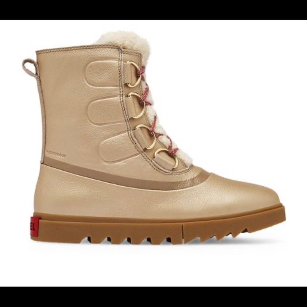 Sorel NWT Joan of Arc Next Lite Lux Gold Leather Boots 8 - Picture 4 of 9